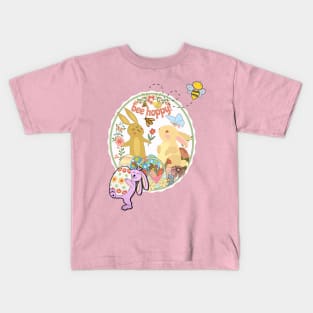 Easter Bee Hoppy Cute Bunny Spring Design Kids T-Shirt